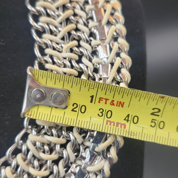 BCBG Max Azria Silver-tone Multi-chain Statement Collar Necklace. - Picture 8 of 8